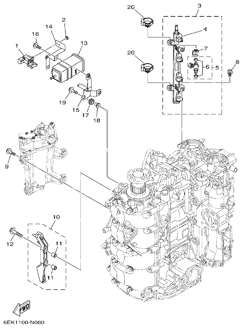 Yamaha F115B, FL115B, FL115BET INTAKE 2 parts diagram